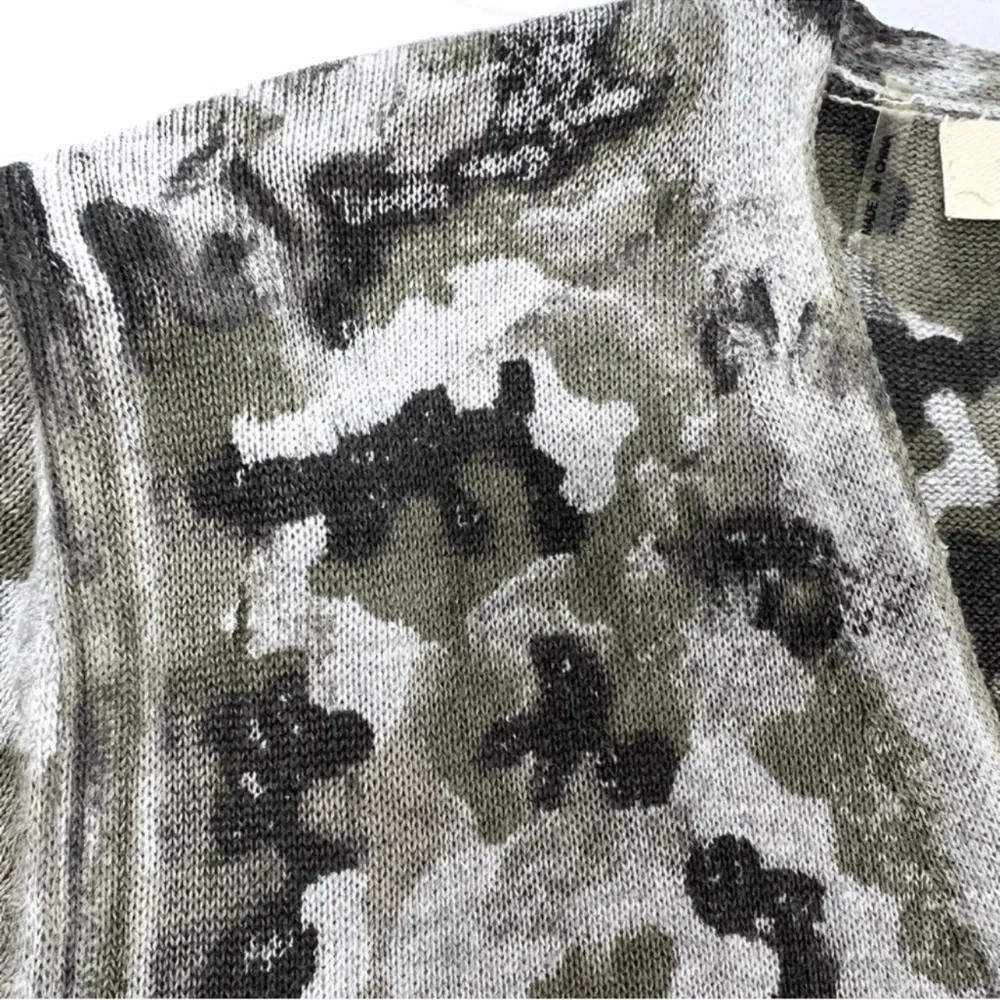 ELAN Long Cardigan Duster Boho Camo Camouflage Lightweight Sz M